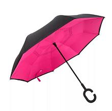Умный двухсторонний зонт с обратным открыванием / малиновый