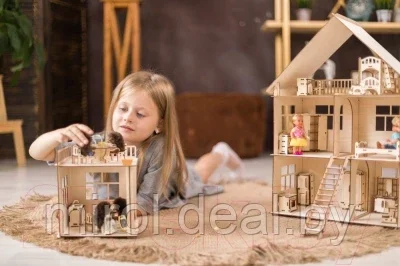 Кукольный домик ХэппиДом Коттедж с пристройкой и мебелью / HK-D004 - фото 9 - id-p188962967