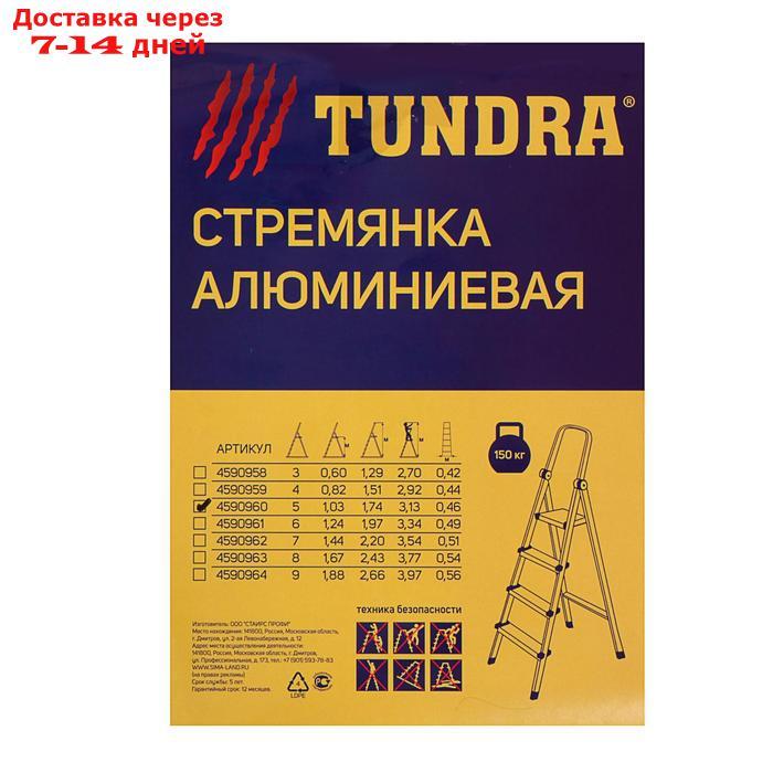 Стремянка TUNDRA, алюминиевая, 5 ступеней, 1030 мм - фото 4 - id-p188541600