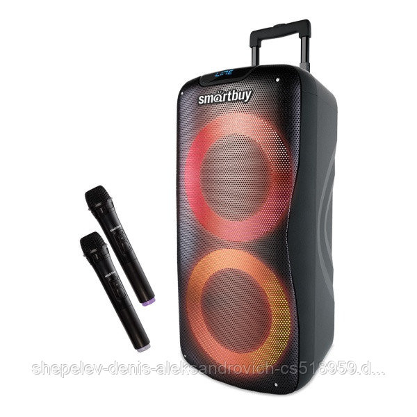 Акустическая система 2.0 Smartbuy W1 SBS-5210, 100Вт, 7000мАч ,Bluetooth, MP3, 2 беспроводных микрофона