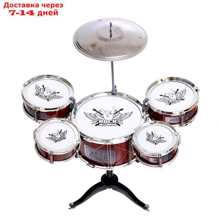 Барабанная установка "Рок", 5 барабанов, тарелка, палочки, стульчик - фото 5 - id-p188535928