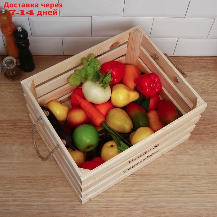 Ящик для овощей и фруктов, 40 × 30 × 20 см, деревянный - фото 7 - id-p188541837
