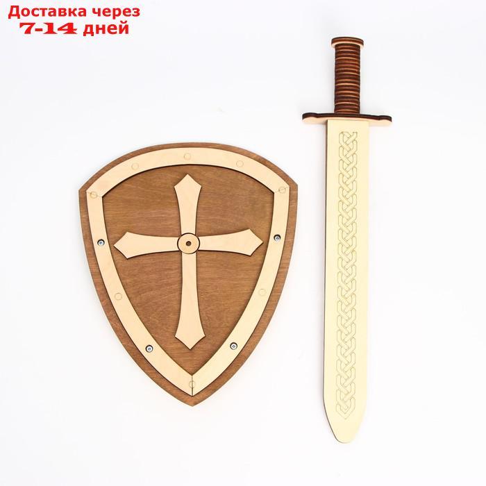 Деревянное оружие "Щит и меч" 24×44,5×5,6 см - фото 1 - id-p188923184
