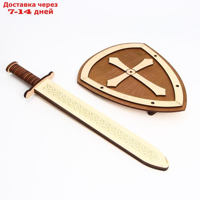 Деревянное оружие "Щит и меч" 24×44,5×5,6 см - фото 2 - id-p188923184