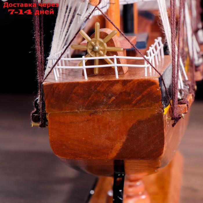 Корабль сувенирный большой "Дейчланд", борта тёмное дерево, паруса белые, 60×12×51 см - фото 9 - id-p188923196