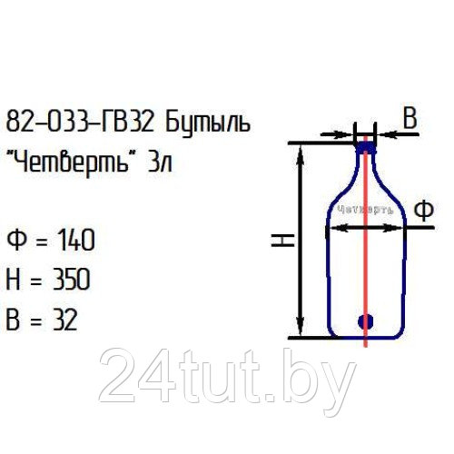 Бутыль 82-033-ГВ32 "Четверть" 3 л. прозрачная с крыш. - фото 2 - id-p188967422