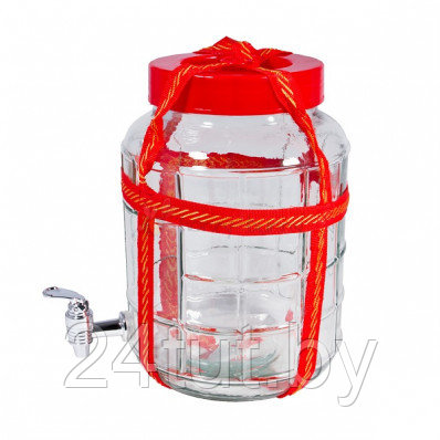 Бутыль (банка) стеклянная с гидрозатвором и краником 15 л - фото 1 - id-p188967437