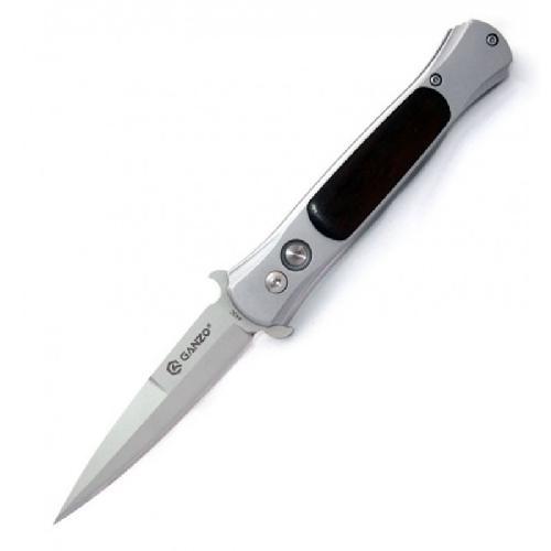 Нож складной полуавтоматический "Ganzo" с клипсой, дл.клинка 85 мм, сталь 440С, цв. хром - фото 1 - id-p188976000