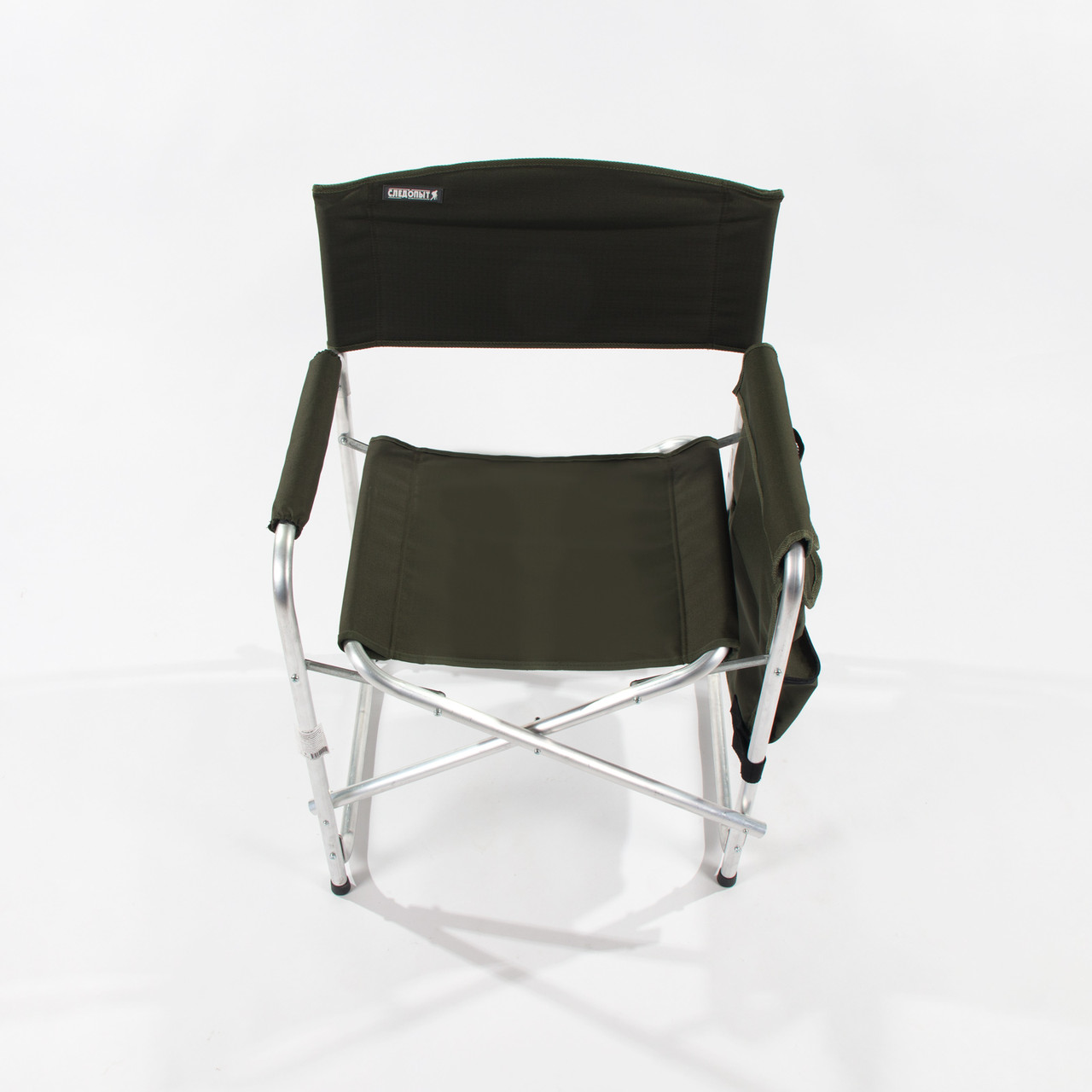 Кресло складное "СЛЕДОПЫТ" 585х450х825 мм, с карманом на подлокотнике, алюминий, хаки - фото 4 - id-p188976153