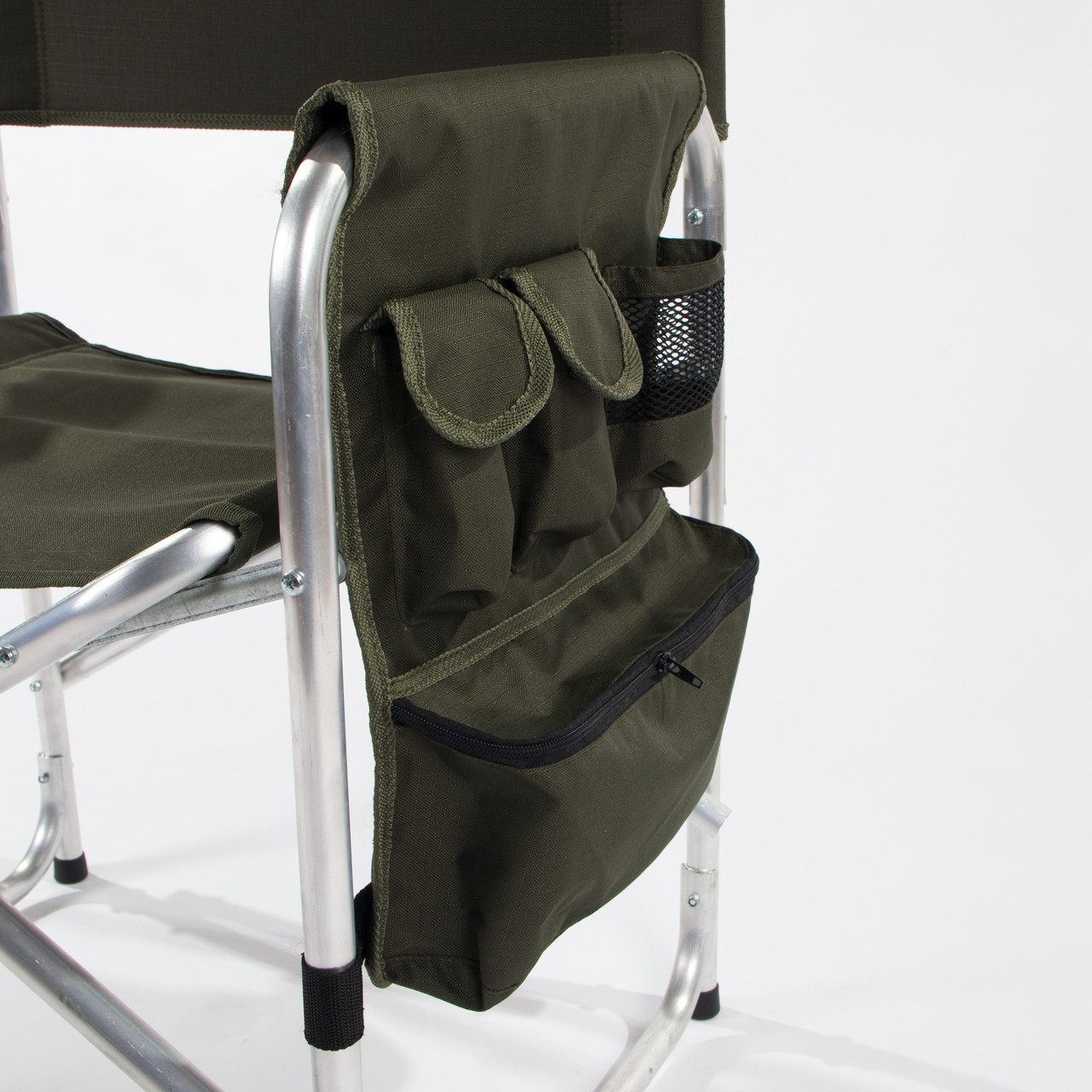 Кресло складное "СЛЕДОПЫТ" 585х450х825 мм, с карманом на подлокотнике, алюминий, хаки - фото 5 - id-p188976153