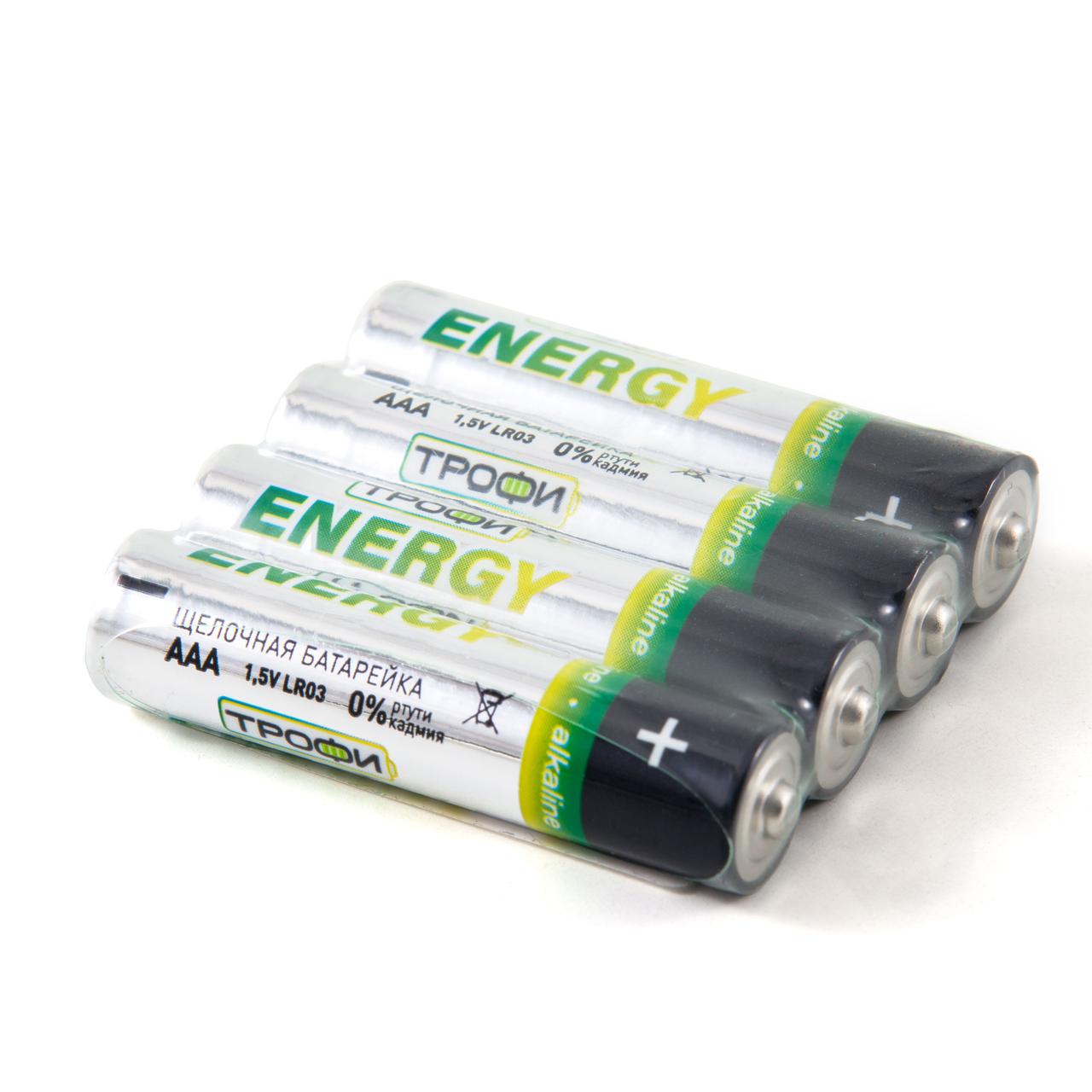 Батарейка ТРОФИ/ENERGY Alkaline LR03/4S/60/ - фото 1 - id-p188976506