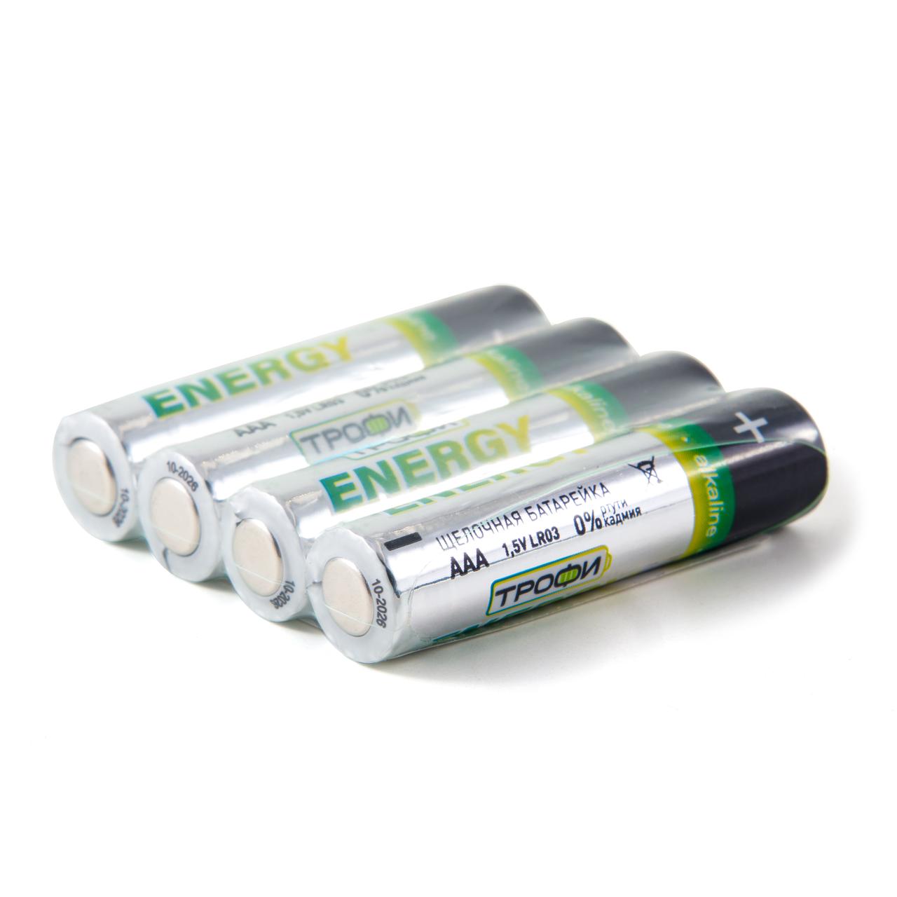 Батарейка ТРОФИ/ENERGY Alkaline LR03/4S/60/ - фото 4 - id-p188976506