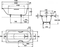 Ванна стальная Kaldewei Saniform Plus 371-1 170x73 - фото 2 - id-p188982439