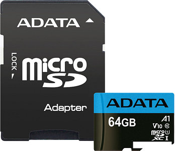 Карта памяти A-Data Premier AUSDX64GUICL10A1-RA1 microSDXC 64GB (с адаптером)