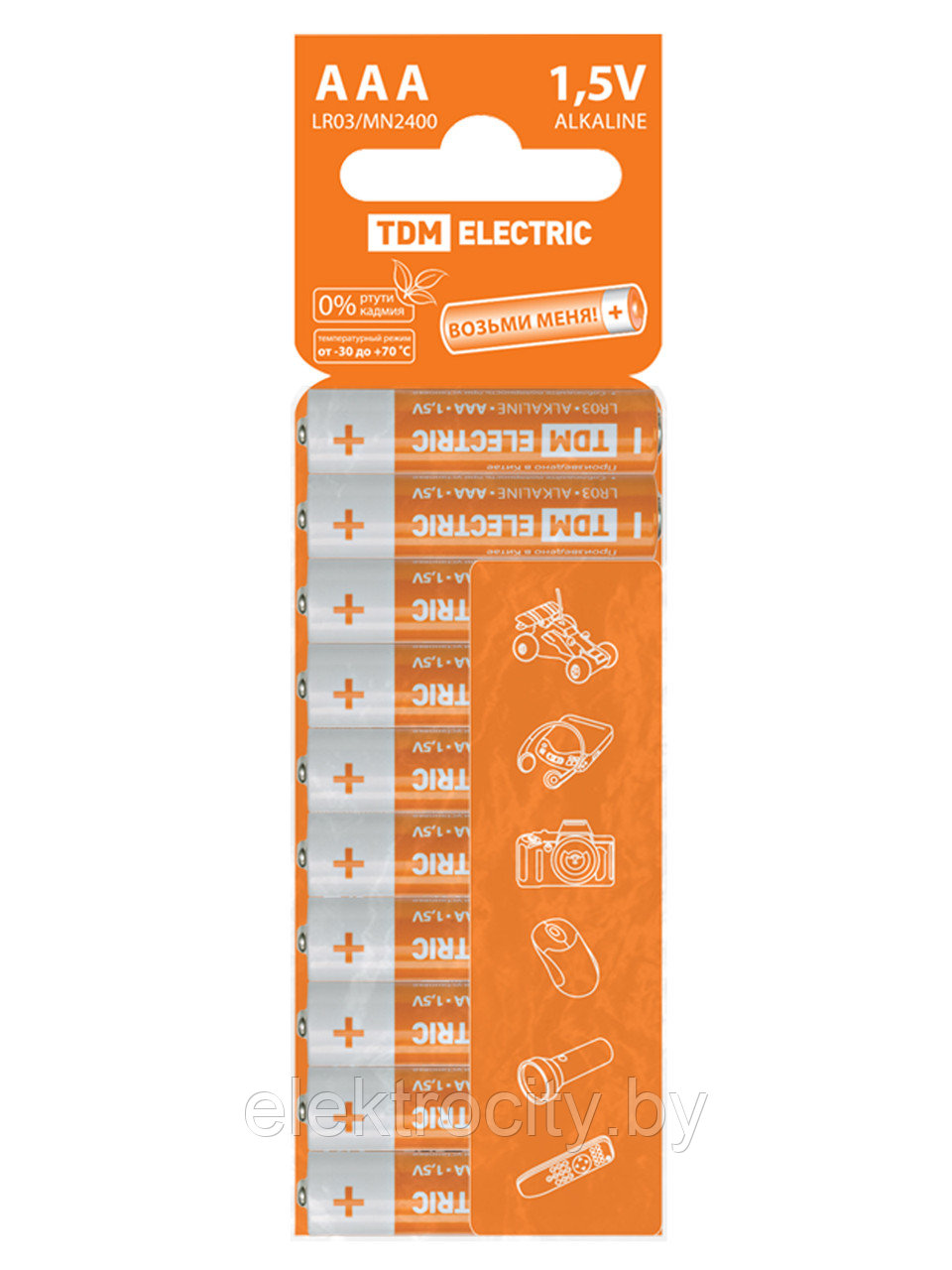 Элемент питания LR03 AAA Alkaline 1,5V SC-10 TDM