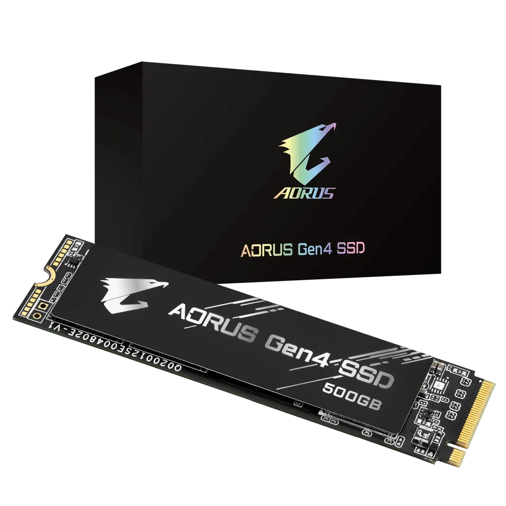 SSD M.2 2280 B&M Gigabyte 500Gb AORUS Gen4x4 GP-AG4500G PCIe Gen4x4 with NVMe, 5000/2500, IOPS 400/550K, MTBF