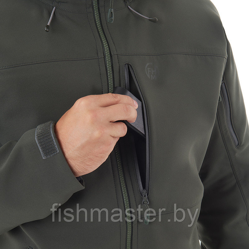 Куртка демисезонная FHM "Stream" ткань Softshell покрытие DWR Хаки, 4XL - фото 6 - id-p189025461