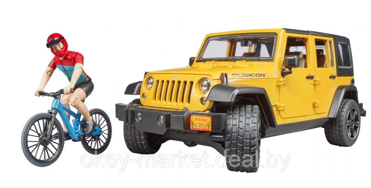 Игрушка Внедорожник Jeep Wrangler Rubicon с велосипедом и фигуркой Bruder 02543 - фото 4 - id-p189031264