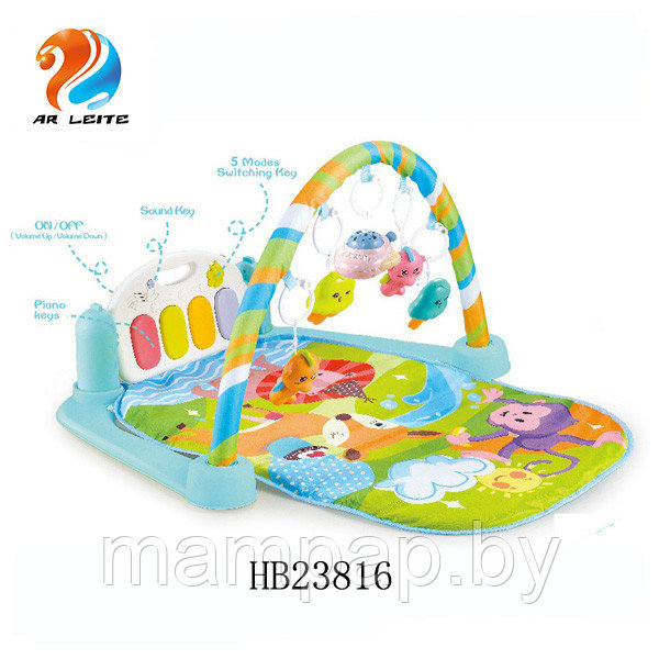 Детский развивающий коврик 5 в 1 с пультом Babyes piano gym mat с пультом управления, проекцией звездного неба