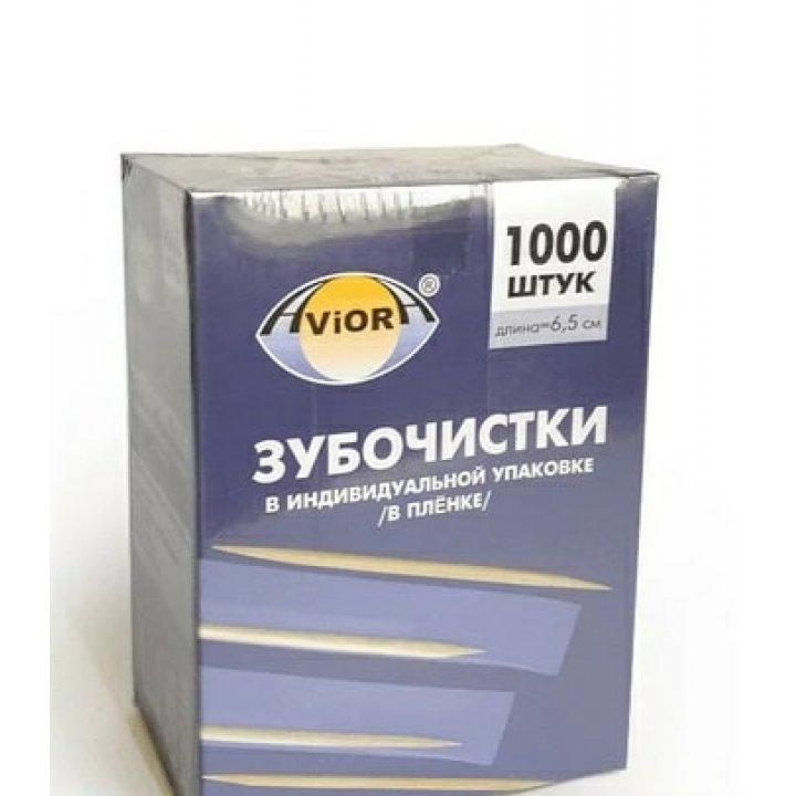 Зубочистки 1000шт в инд. бум. упаковке бамбуковые Aviora