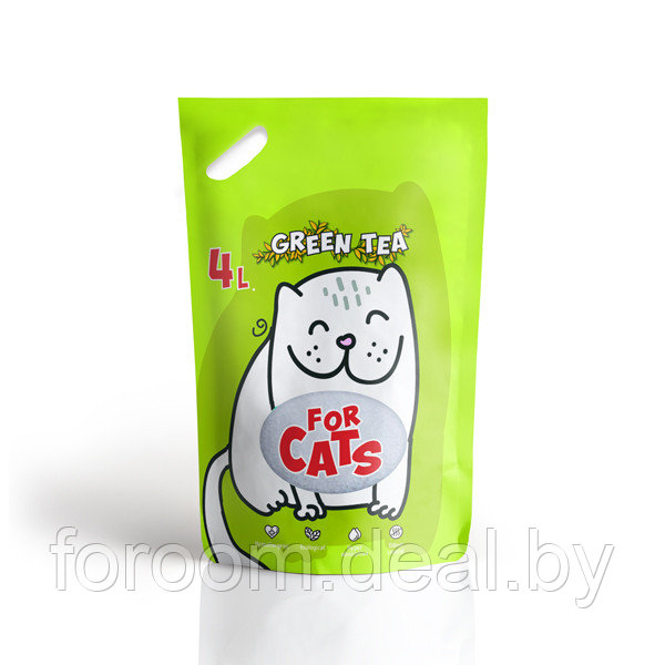 Наполнитель FOR CATS силикагелевый с ароматом зеленого чая, 4 л. - фото 1 - id-p189039240