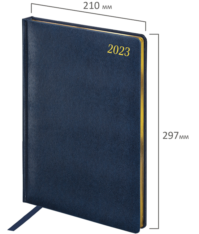 Ежедневник датированный 2023  210х297 мм А4,  "Iguana", синий