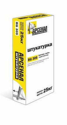 ШТУКАТУРКА ДЕКОРАТИВНАЯ "АРСЕНАЛ RG 305 ШУБА", 25 КГ ДЛЯ НАРУЖНЫХ И ВНУТРЕННИХ РАБОТ, СЕРАЯ - фото 1 - id-p189042553