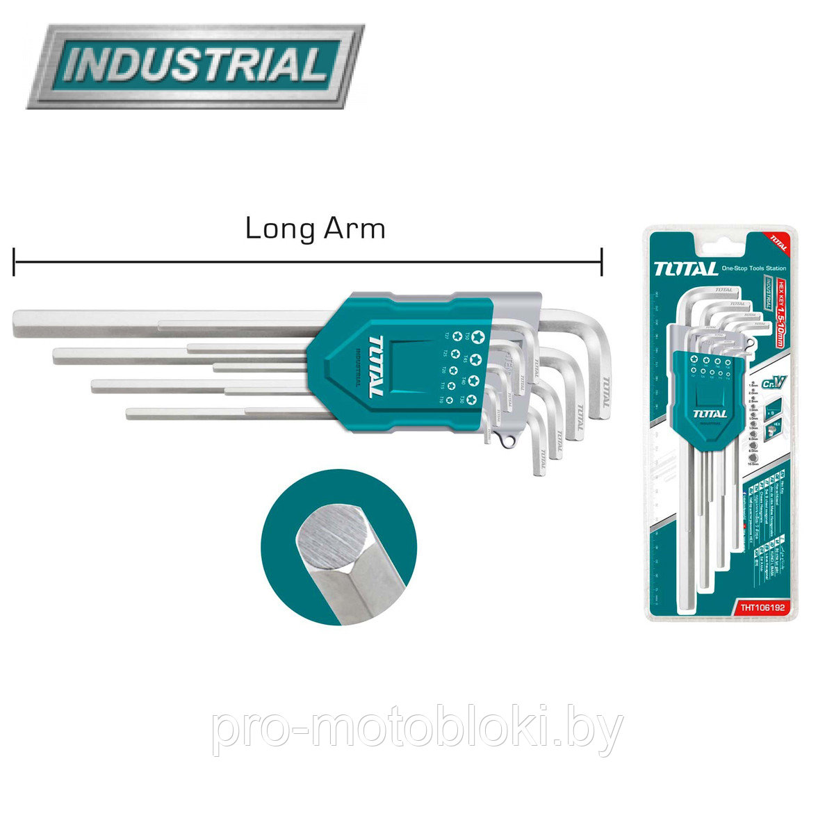 Набор ключей шестигранных 1,5-10 мм длинных TOTAL THT106192 (9 шт) - фото 1 - id-p187678327
