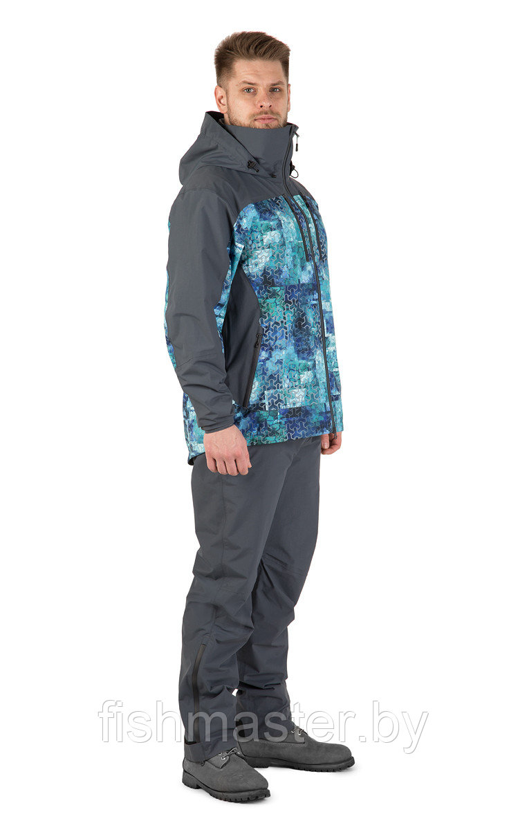 Куртка FHM "Gale" 2 слоя 20000/10000 Принт голубой/Серый XS - фото 2 - id-p189043164