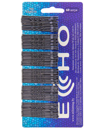 ECHO Невидимки для волос черные CH40150 50 мм (60 шт на планшетке) - фото 1 - id-p189043620
