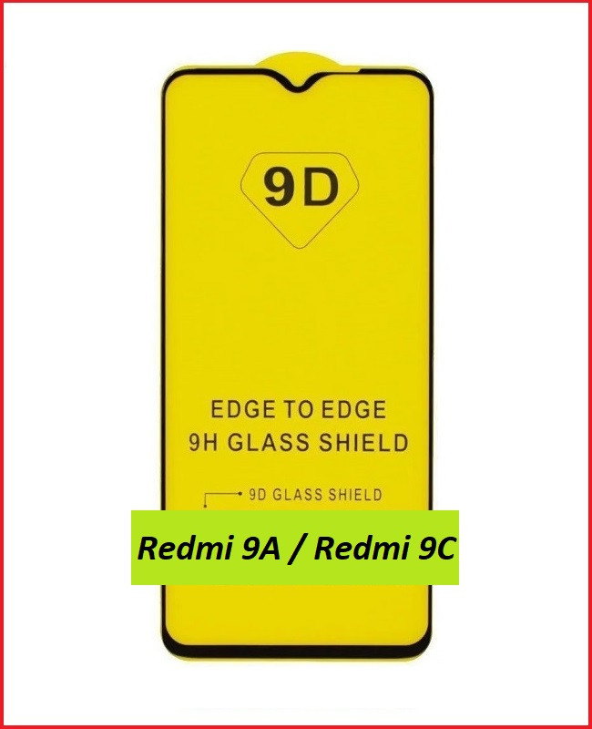 Защитное стекло Full-Screen для Xiaomi Redmi 9A черный (5D-9D с полной проклейкой) - фото 1 - id-p132688428