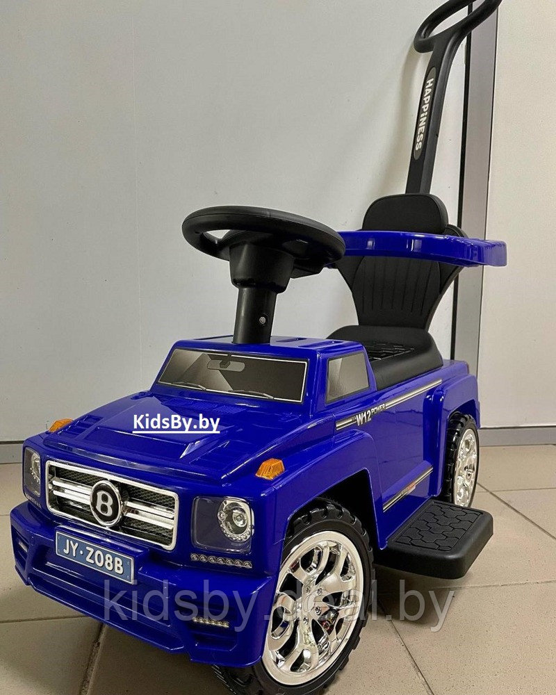 Детская машинка-каталка, толокар RiverToys Mercedes-Benz JY-Z08B (синий) c ручкой-управляшкой - фото 3 - id-p172619295