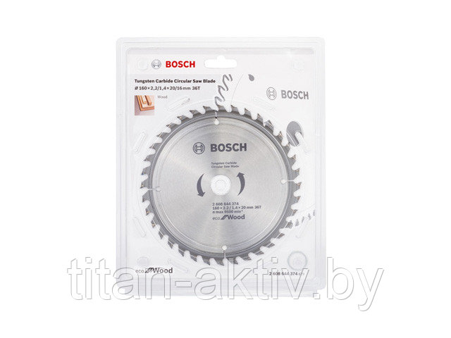 Диск пильный 160х20 мм 36 зуб. по дереву ECO WOOD BOSCH ( твердоспл. зуб)