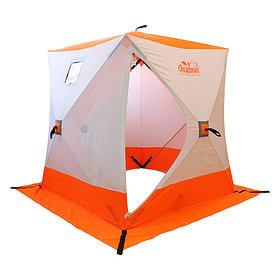 Палатка зимняя куб СЛЕДОПЫТ 150х150х170 см, Oxford 240D PU 1000, 2-местная, цв. бело-оранж.