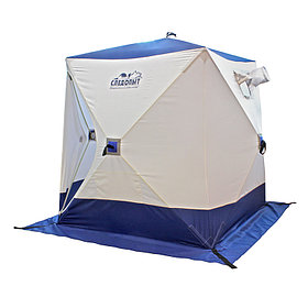 Палатка зимняя куб СЛЕДОПЫТ 150х150х170 см, Oxford 240D PU 1000, 2-местная, цв. бело-синий.