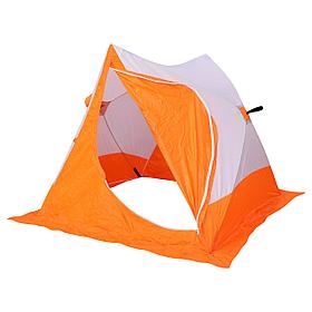 Палатка зимняя СЛЕДОПЫТ 2-скатная, 180х180х150 см  Oxford 210D PU 1000, цв. бело-оранж.