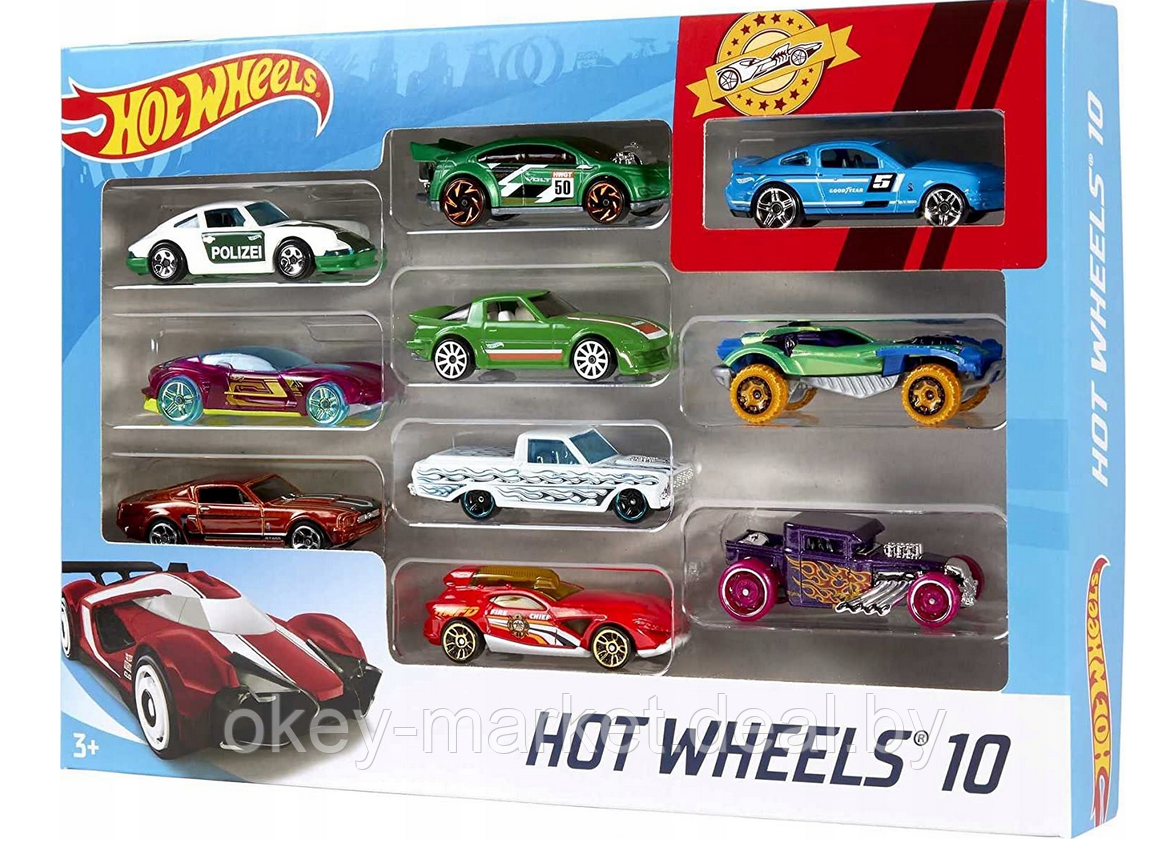 Набор машинок Mattel Hot Wheels, базовая, 10 шт - фото 1 - id-p189130956