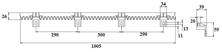 Зубчатая рейка нейлоновая ROA6 NICE для откатных ворот - фото 2 - id-p169589385