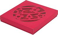 Коробка для 16 конфет с прозрачным окном "Новогодний шар" (Красная), 200х200х h30 мм