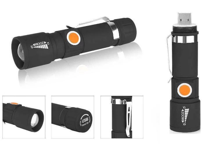 Ручной фонарик 988, пластик, питание: АКБ, зарядка от USB 5V - фото 1 - id-p189163701