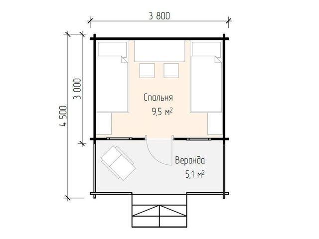 Садовый домик с террасой «Арктур» 3,8×4,5 м - фото 2 - id-p91840185