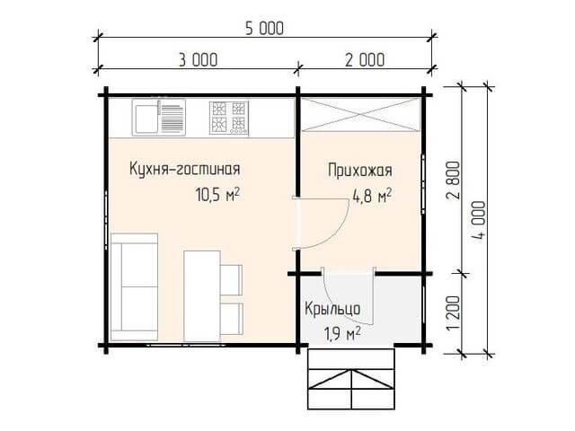 Садово-дачный дом из профилированного бруса «Формальгаут» 5×4 м - фото 2 - id-p91845229