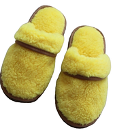Обувь домашняя тапки (пантолеты) из натуральной овечьей шерсти 43-44, Желтый