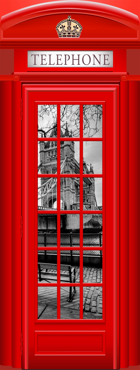 Наклейка на холодильник "Английская телефонная будка" классического красного цвета - фото 2 - id-p7203727