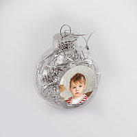 Шар елочный ПЛАСТИКОВЫЙ для сублимации (серебряный дождик) D80мм