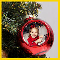 Шар елочный стекло или пластик  красный для сублимации