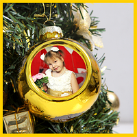 Шар елочный стекло или пластик золотой для сублимации