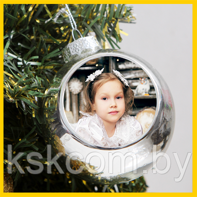 Шар елочный стекло или пластик серебро для сублимации