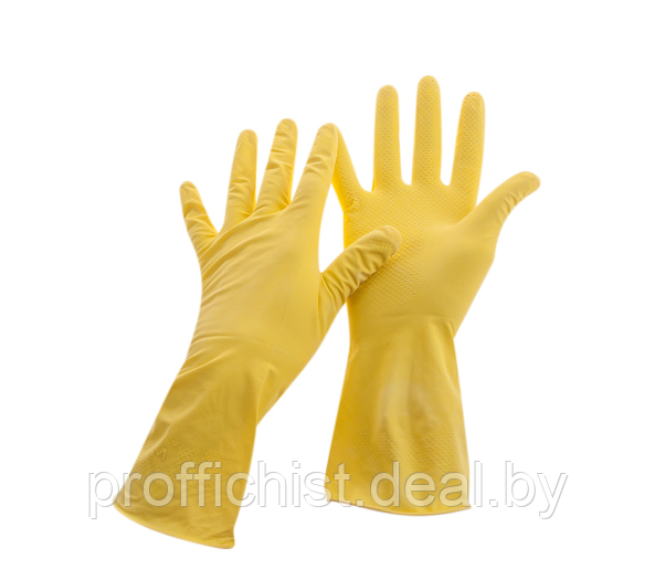 Перчатки резиновые хозяйственные OfficeClean Универсальные XL, желтые, пакет с европодвес.(цена без НДС)