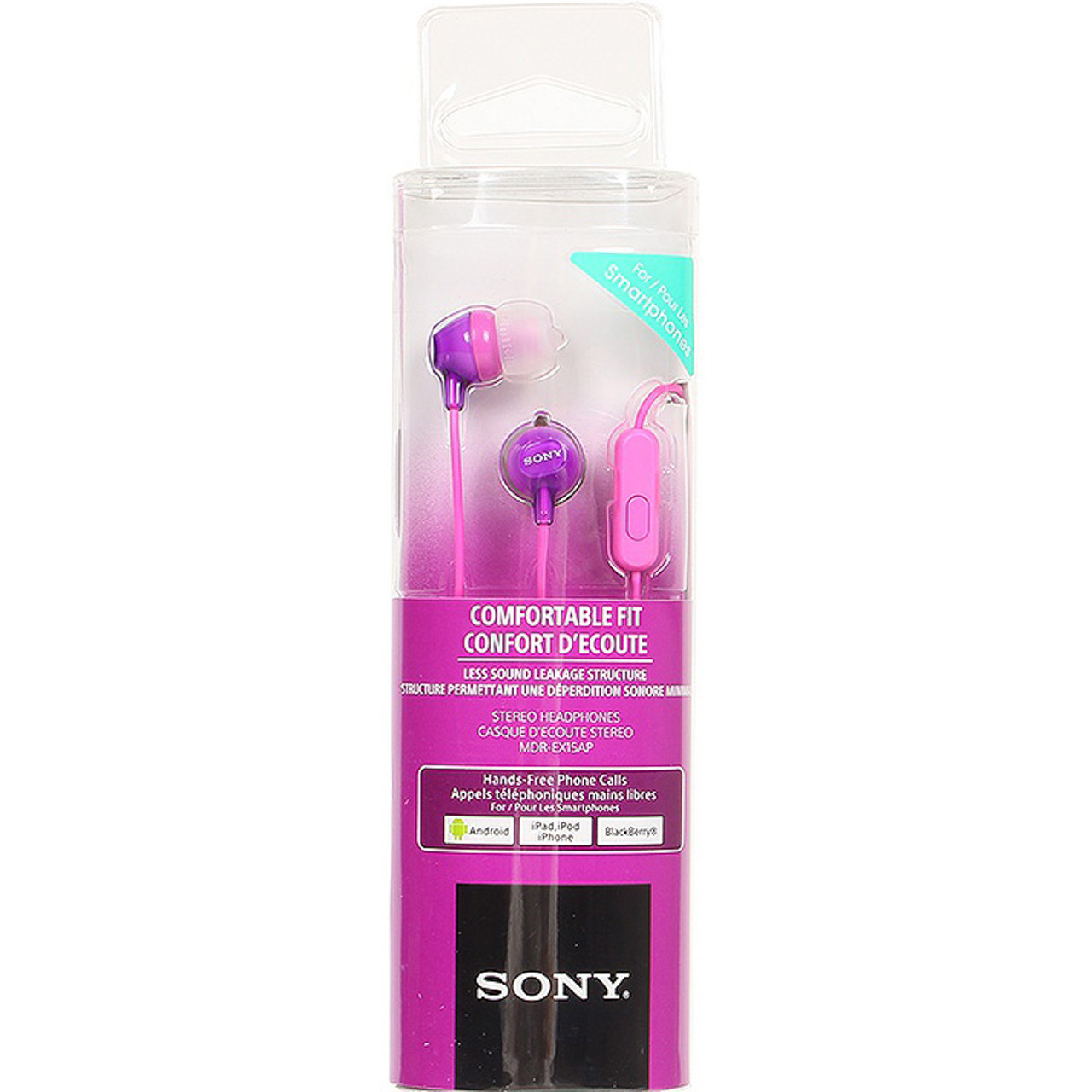 MDR-EX15AP фиолетовые с микрофоном Наушники проводные вкладыши SONY - фото 3 - id-p188914375